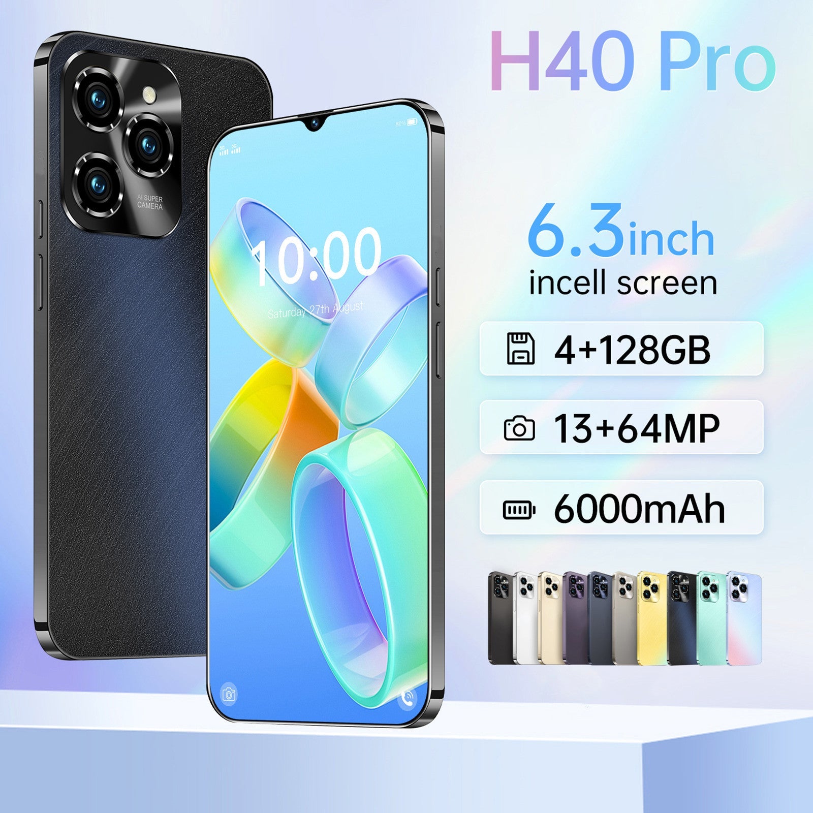 6.3inch HOT40 Unlocked Phone Dual SIM 4G Phone, Android Smartphone 4GB
