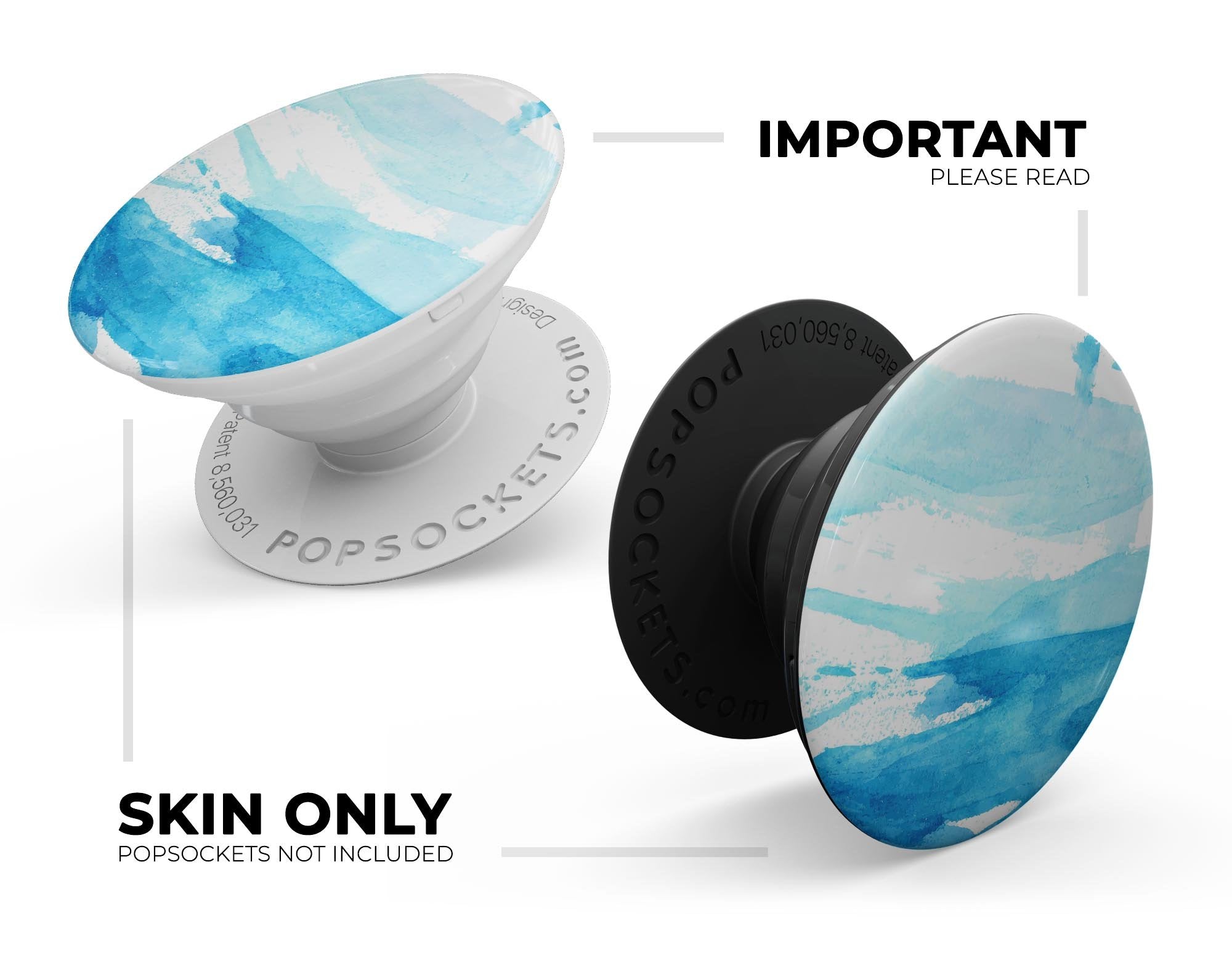 Abstract Blue Strokes - Skin Kit for PopSockets and other Smartphone