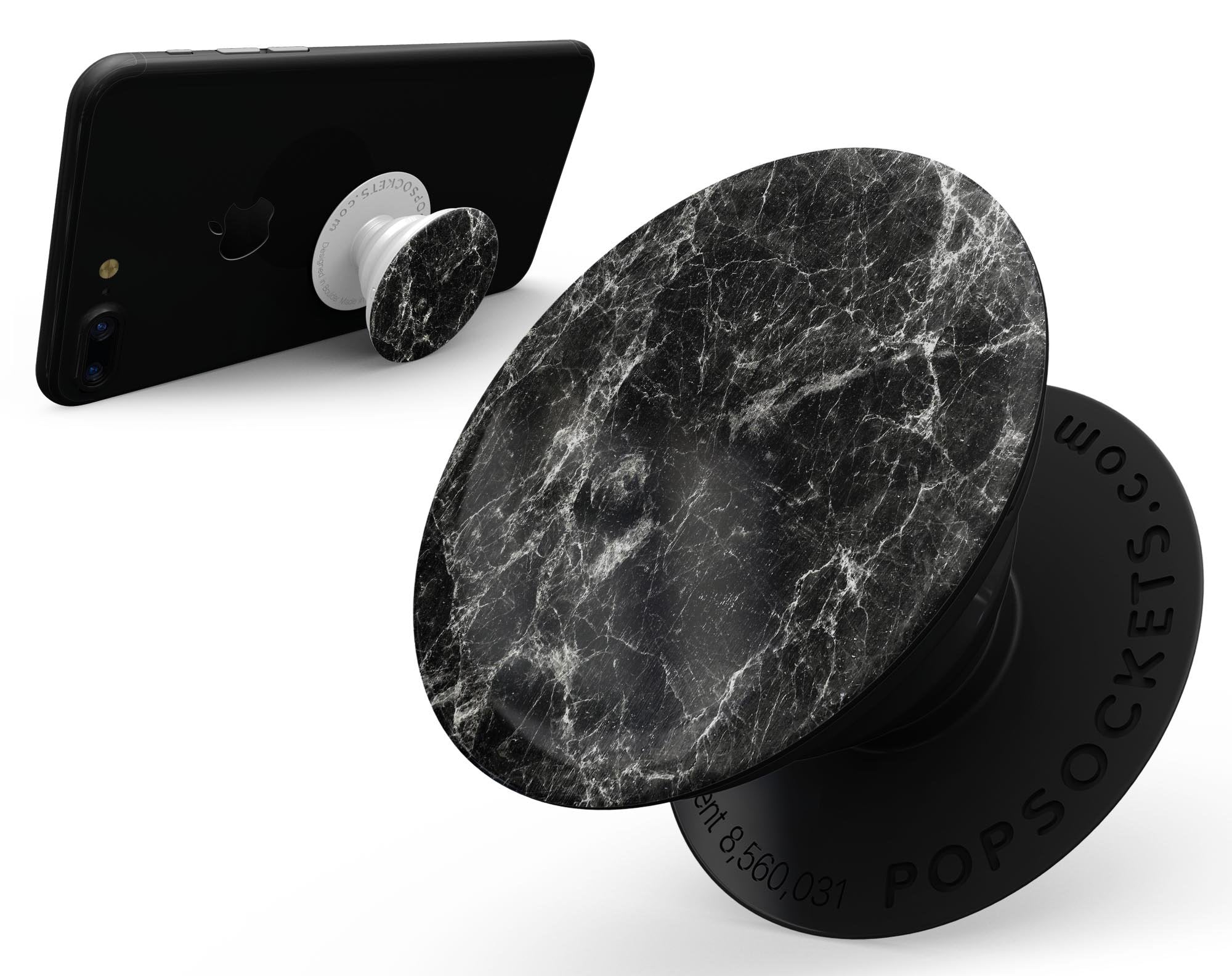 Black Scratched Marble - Skin Kit for PopSockets and other Smartphone