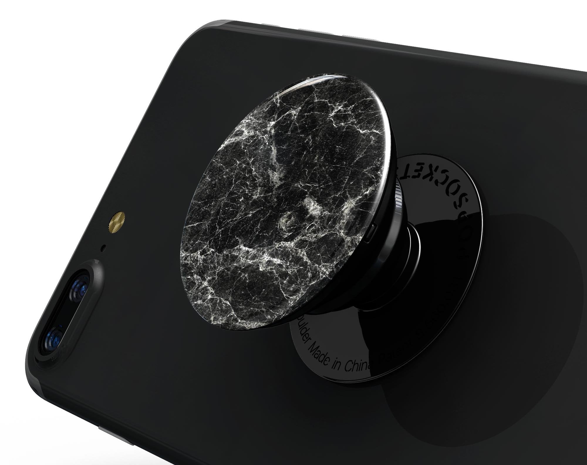 Black Scratched Marble - Skin Kit for PopSockets and other Smartphone