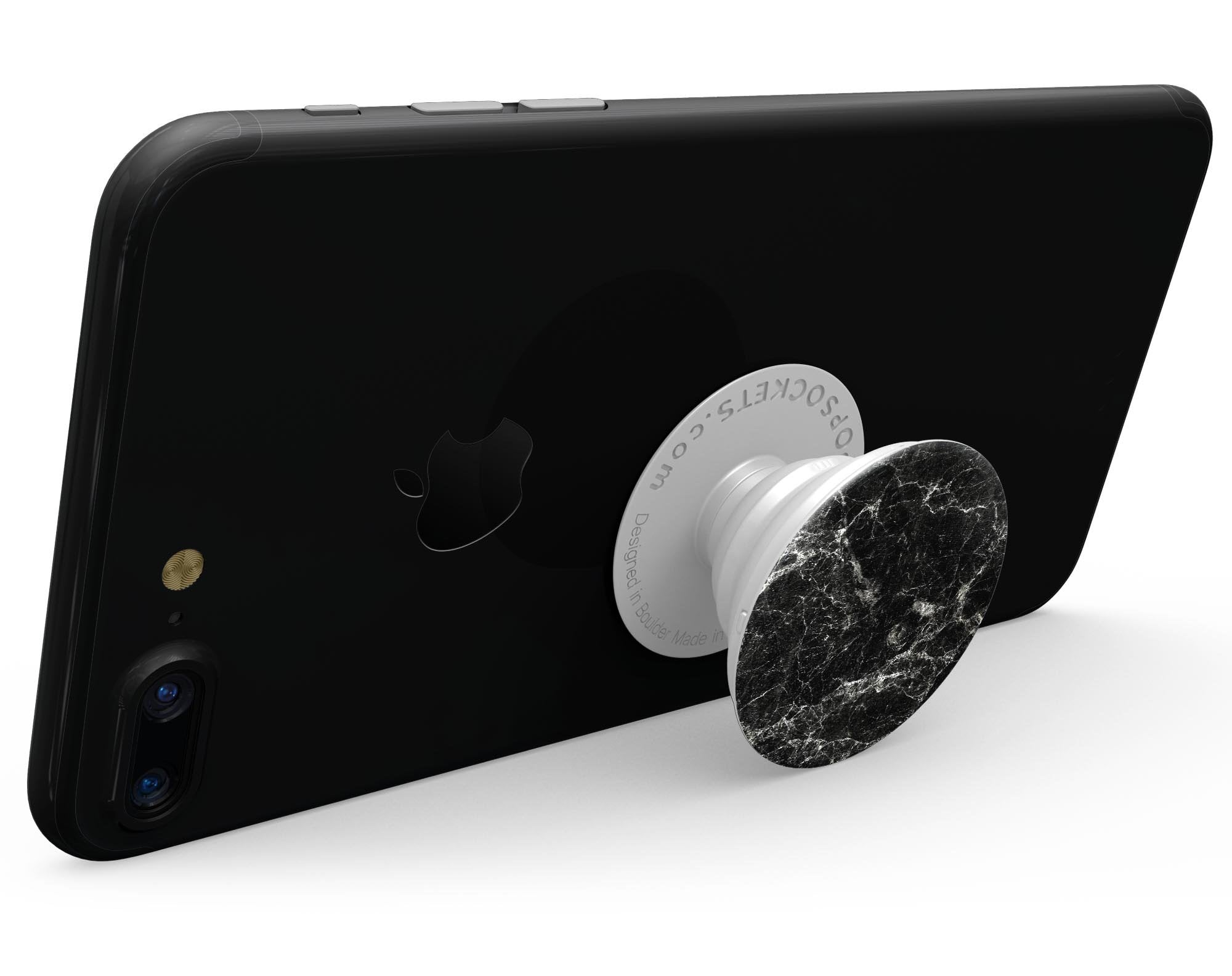 Black Scratched Marble - Skin Kit for PopSockets and other Smartphone