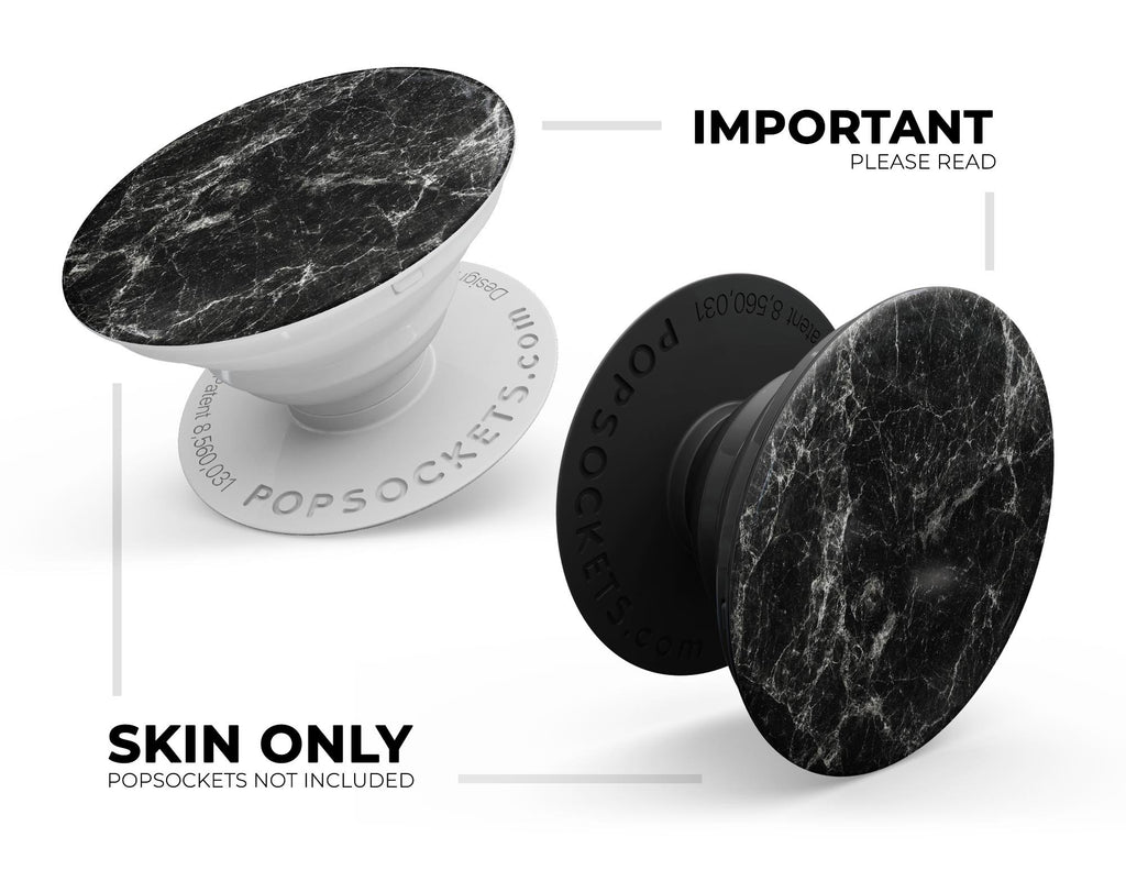 Black Scratched Marble - Skin Kit for PopSockets and other Smartphone