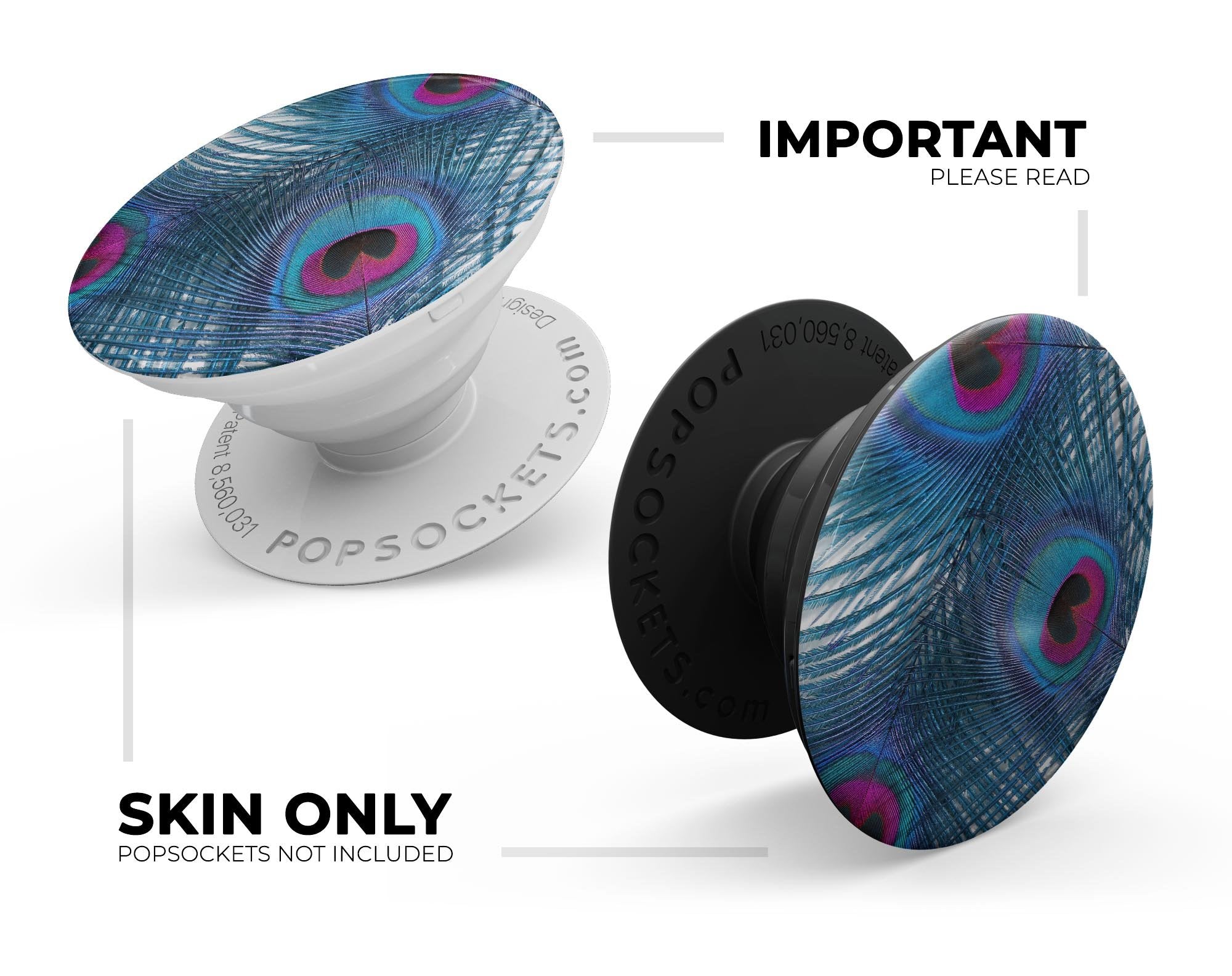 Blue Peacock - Skin Kit for PopSockets and other Smartphone Extendable