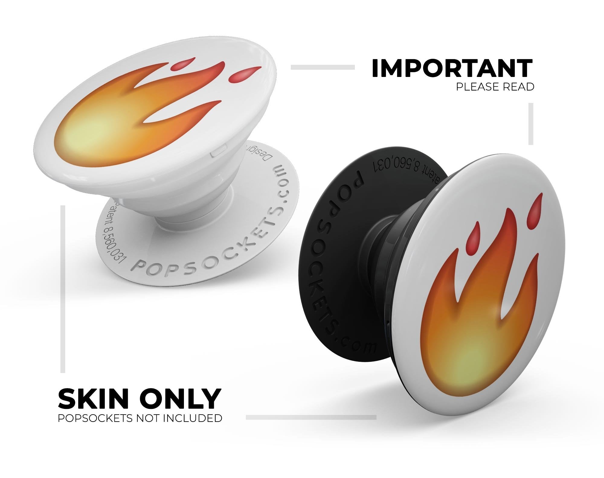 FIre Hot Emoticon Emoji - Skin Kit for PopSockets and other Smartphone