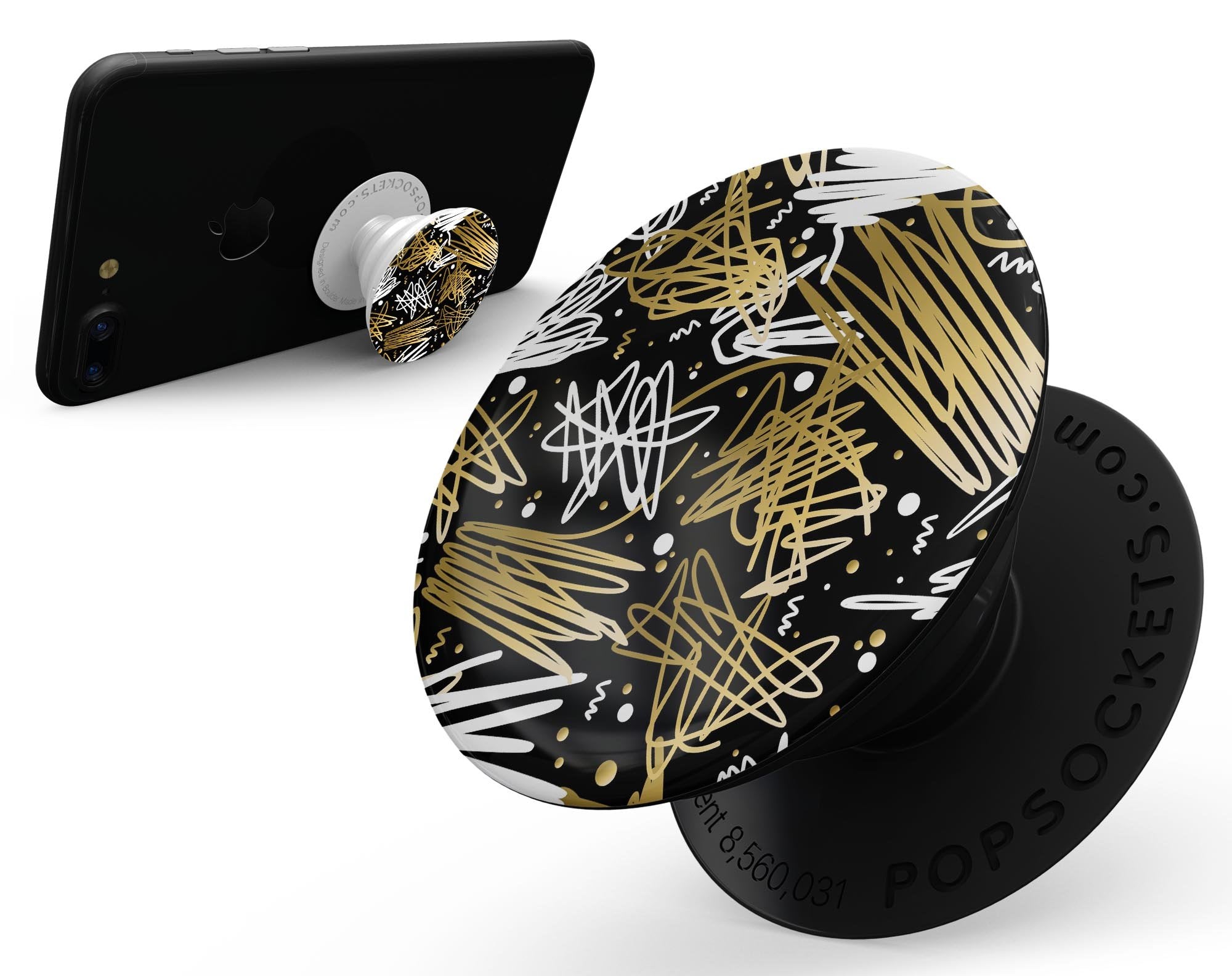 Gold and Black Squiggly - Skin Kit for PopSockets and other Smartphone
