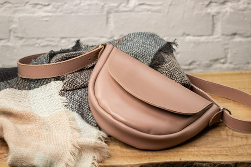 Pink Soft Leather Small Crossbody Bag, Mini Smartphone Bag,